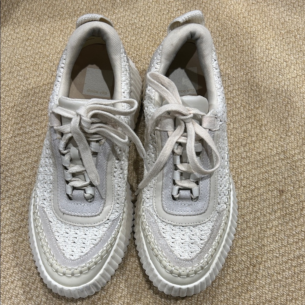 Dolce Vita Cream Textured Sneakers